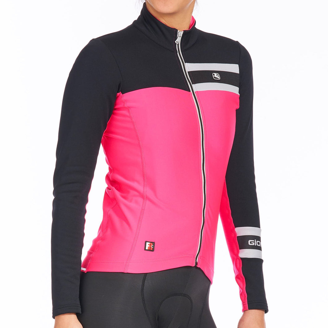 Giordana Womens FR-C Pro Thermal Long Sleeve Jersey - Pink/Black